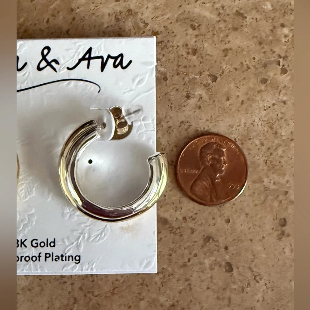 NWT Anna & Ava 18K Gold Plated Hoop Earrings